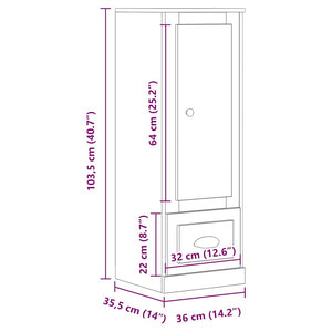 Ντουλάπι Αρτισιανή Δρυς 36x35,5x103,5 εκ από Επεξεργασμένο Ξύλο