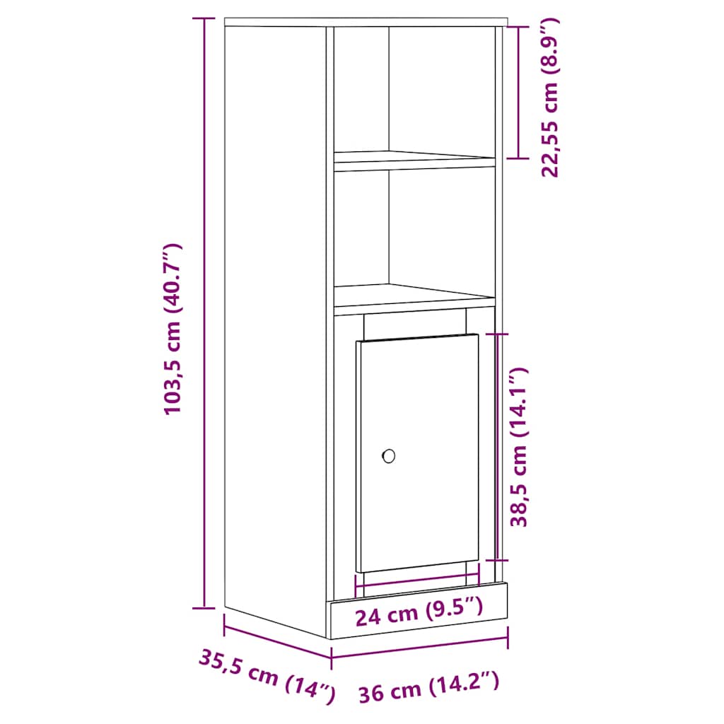 Ντουλάπι Αρτισιανή Δρυς 36x35,5x103,5 εκ από Επεξεργασμένο Ξύλο - Pakobazaar