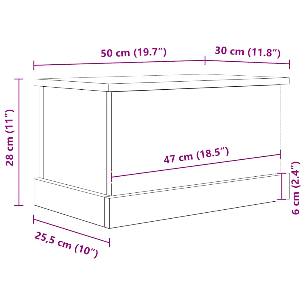 Κουτί Αποθήκευσης Αρτισιανή Δρυς 30x50x28 εκ. Επεξ.Ξύλο