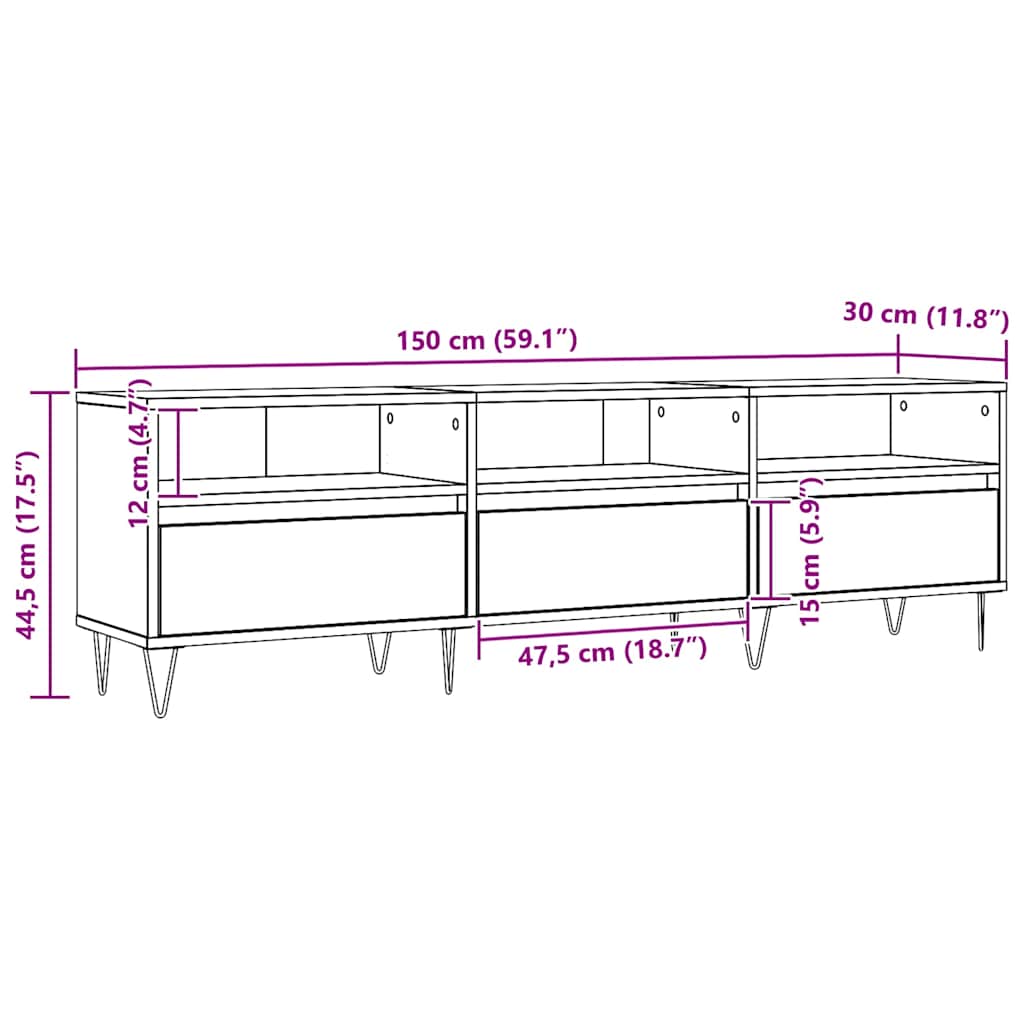 Έπιπλο Τηλεόρασης τεχνίτης Δρυς 150x30x44,5 εκ.