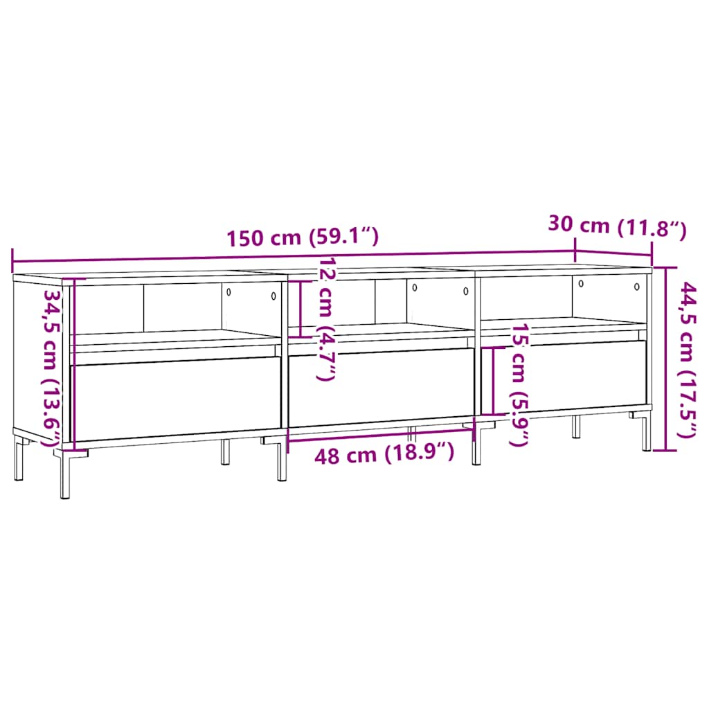 Έπιπλο Τηλεόρασης Παλιό Ξύλο 150x30x44,5 εκ. Επεξεργασμένο Ξύλο