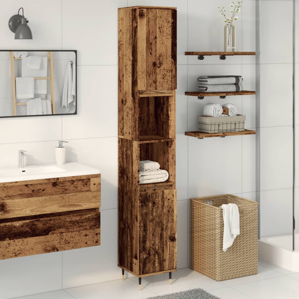 Ντουλάπι μπάνιου Παλιό ξύλο 30x30x190 cm Κατασκευασμένο ξύλο - Pakobazaar