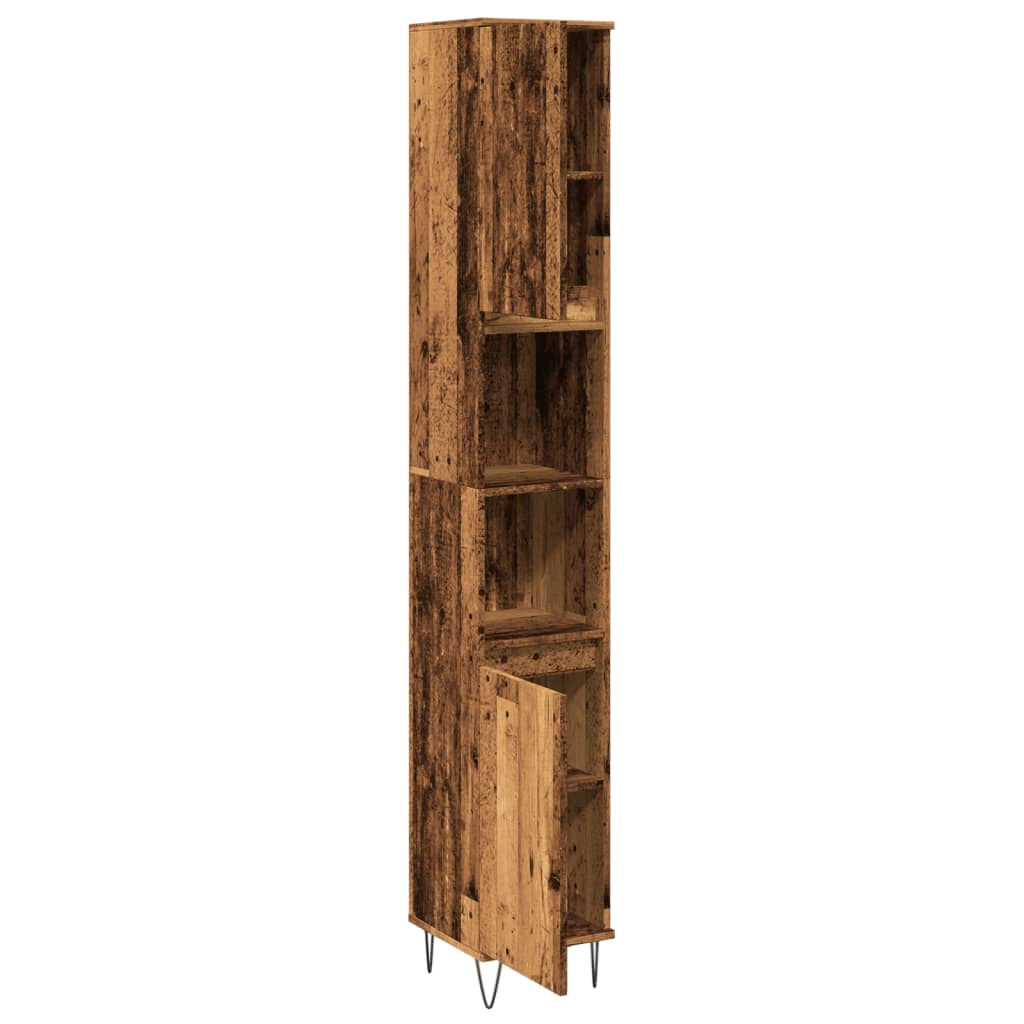Ντουλάπι μπάνιου Παλιό ξύλο 30x30x190 cm Κατασκευασμένο ξύλο