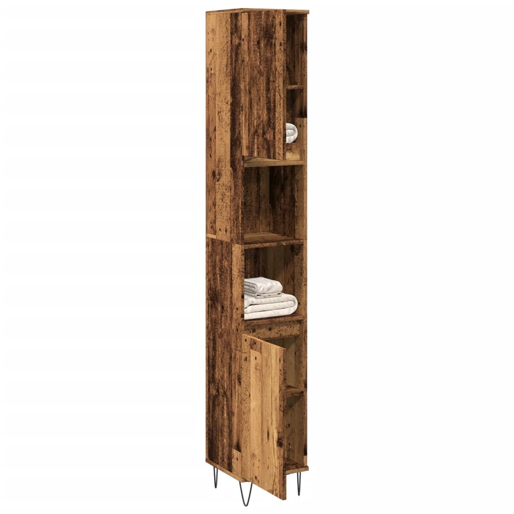 Ντουλάπι μπάνιου Παλιό ξύλο 30x30x190 cm Κατασκευασμένο ξύλο