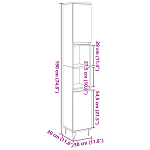 Ντουλάπι μπάνιου Δρυς τεχνίτης 30x30x190 cm Κατασκευασμένο ξύλο - Pakobazaar