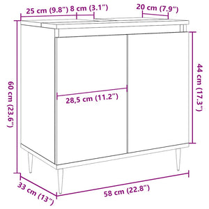 Ντουλάπι Μπάνιου Γκρι Σκυροδεμ. 58 x 33 x 60 εκ. Επεξεργ. Ξύλο