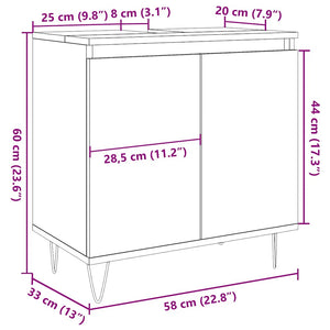 Ντουλάπι Μπάνιου Γκρι Σκυροδεμ. 58 x 33 x 60 εκ. Επεξεργ. Ξύλο - Pakobazaar
