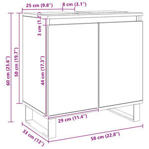 Ντουλάπι Μπάνιου Δρυς τεχνίτης 58 x 33 x 60 εκ από Επεξεργ Ξύλο