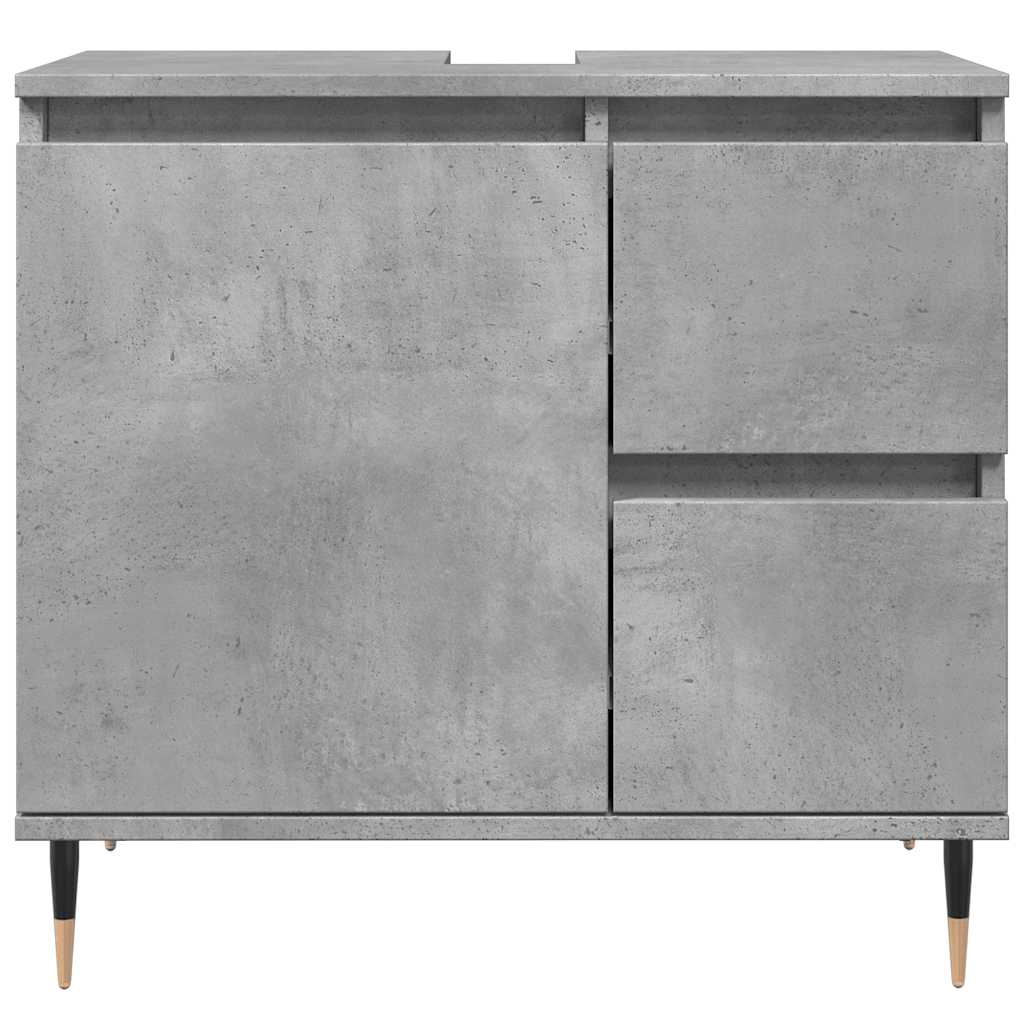 Ντουλάπι Μπάνιου Γκρι Σκυροδέματος 65x33x60 εκ. Επεξ. Ξύλο