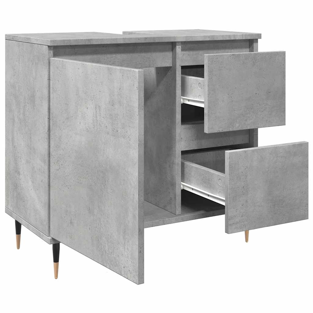Ντουλάπι Μπάνιου Γκρι Σκυροδέματος 65x33x60 εκ. Επεξ. Ξύλο