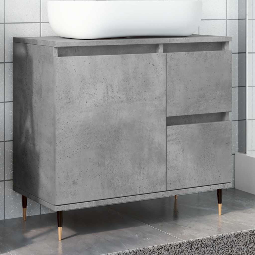 Ντουλάπι Μπάνιου Γκρι Σκυροδέματος 65x33x60 εκ. Επεξ. Ξύλο