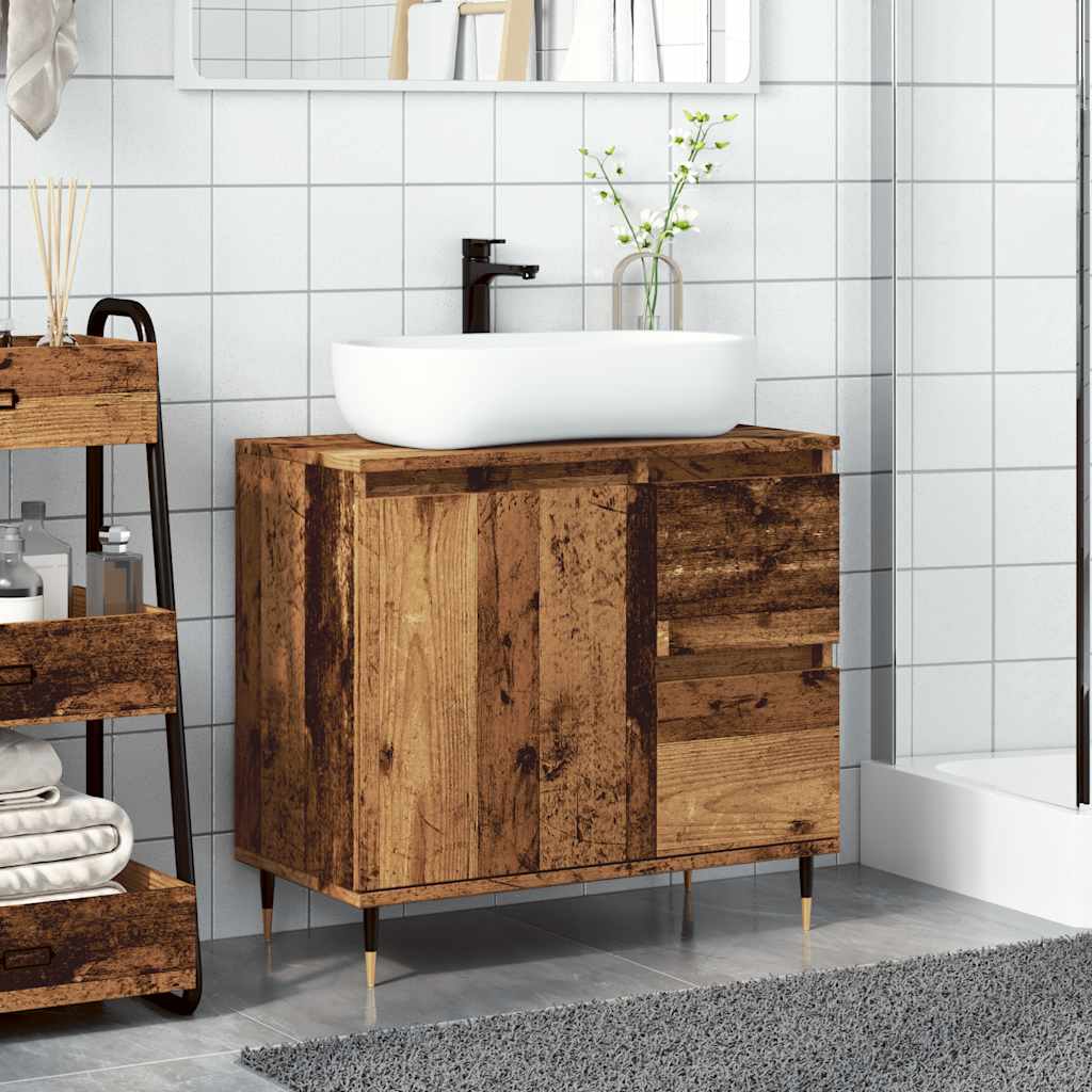 Ντουλάπι μπάνιου Παλιό ξύλο 65x33x60 cm Κατασκευασμένο ξύλο - Pakobazaar