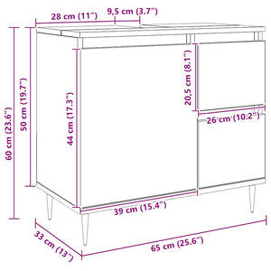 Ντουλάπι Μπάνιου τεχνίτης Δρυς 65x33x60 εκ. Επεξεργασμένο Ξύλο