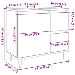 Ντουλάπι Μπάνιου Γκρι Σκυροδέματος 65x33x60 εκ. Επεξ. Ξύλο