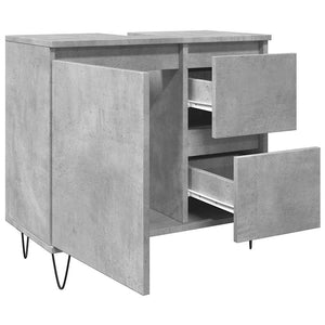 Ντουλάπι Μπάνιου Γκρι Σκυροδέματος 65x33x60 εκ. Επεξ. Ξύλο