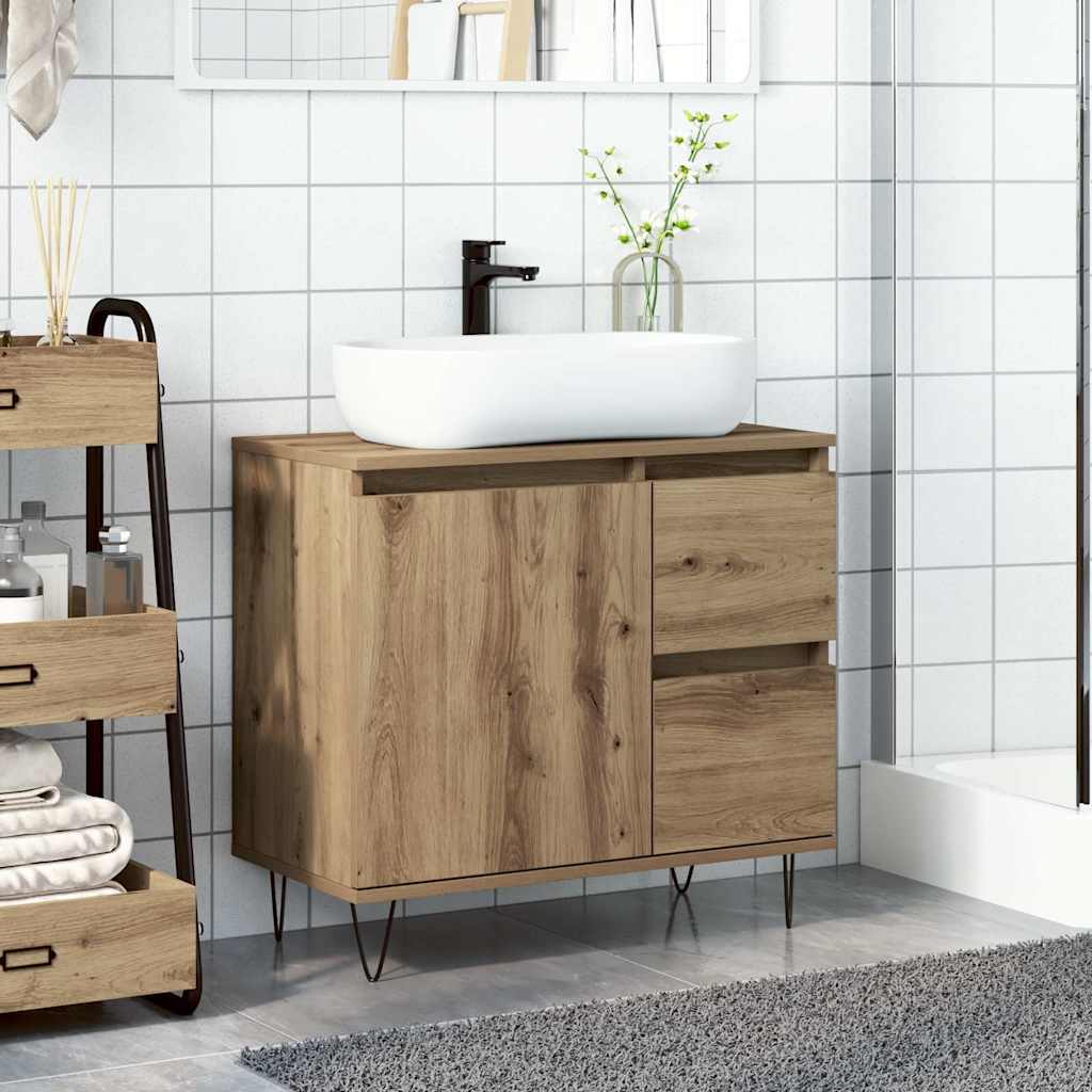 Ντουλάπι Νιπτήρα Μπάνιου Αρτισιανή Δρυς 65x33x60 εκ. Επεξ. Ξύλο - Pakobazaar