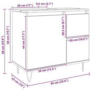Ντουλάπι Νιπτήρα Μπάνιου Αρτισιανή Δρυς 65x33x60 εκ. Επεξ. Ξύλο - Pakobazaar