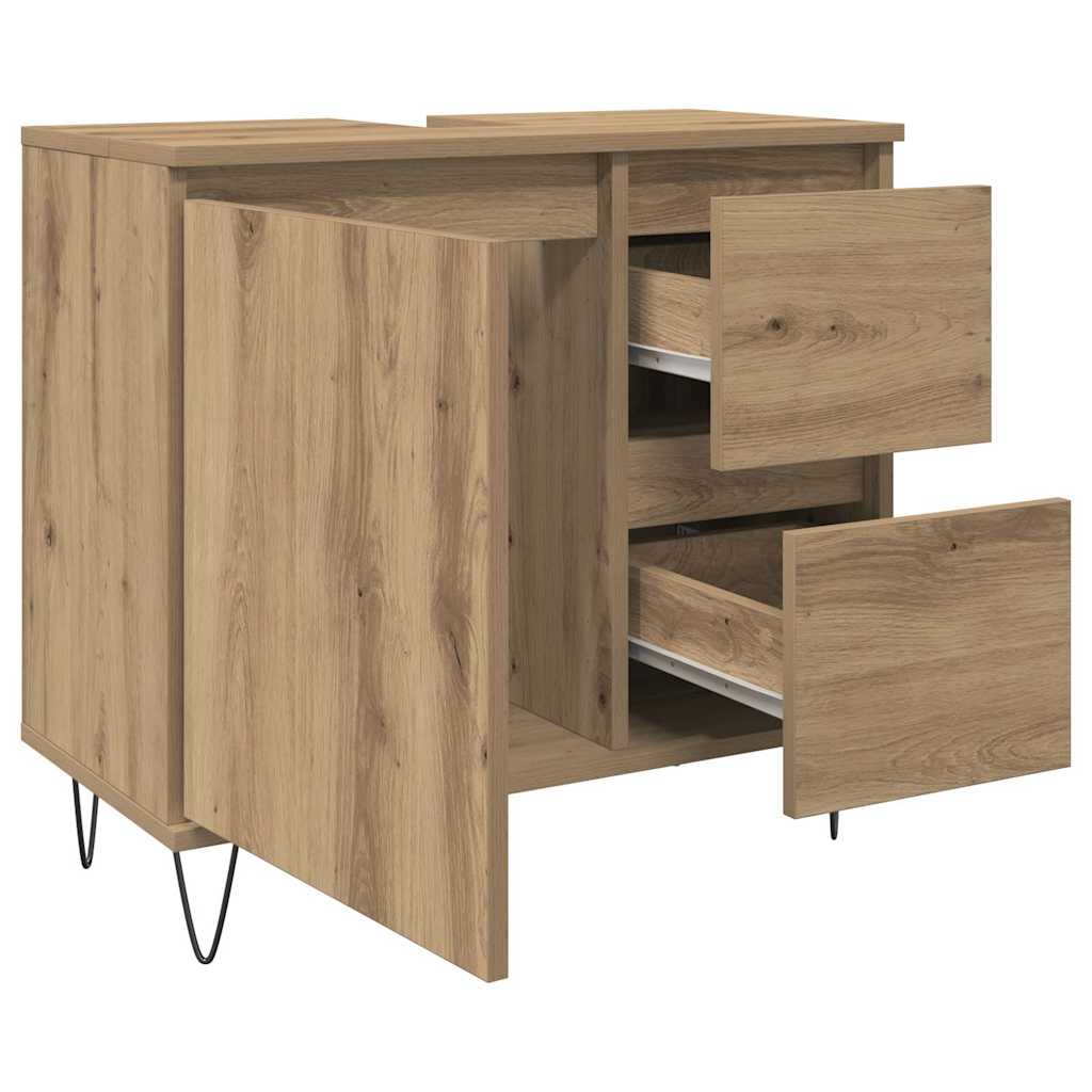 Ντουλάπι Νιπτήρα Μπάνιου Αρτισιανή Δρυς 65x33x60 εκ. Επεξ. Ξύλο - Pakobazaar