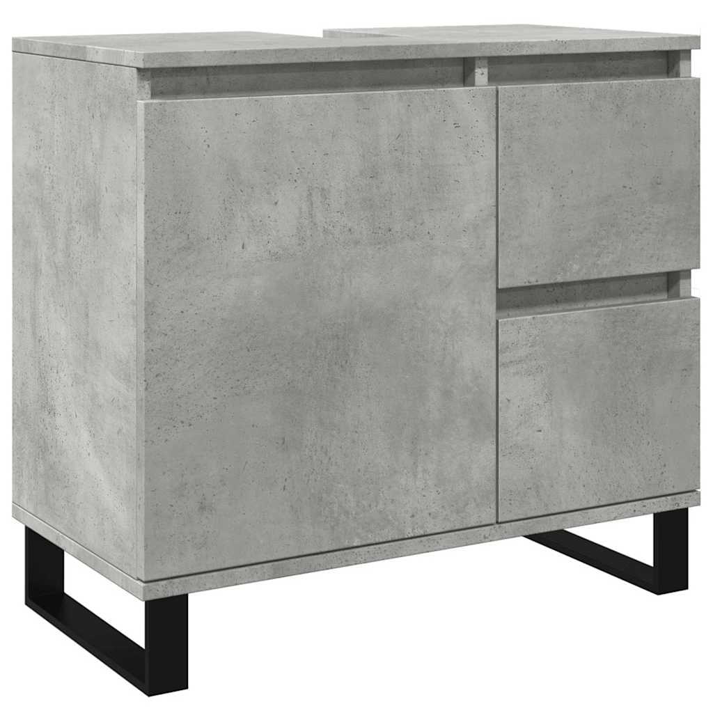 Ντουλάπι Μπάνιου Γκρι Σκυροδέματος 65x33x60 εκ. Επεξ. Ξύλο
