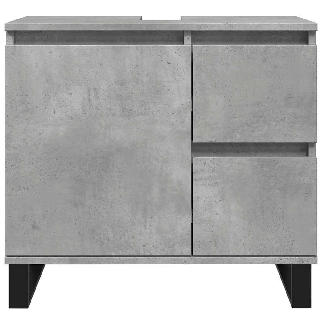 Ντουλάπι Μπάνιου Γκρι Σκυροδέματος 65x33x60 εκ. Επεξ. Ξύλο