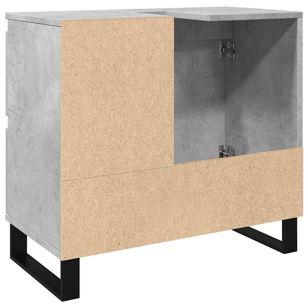 Ντουλάπι Μπάνιου Γκρι Σκυροδέματος 65x33x60 εκ. Επεξ. Ξύλο