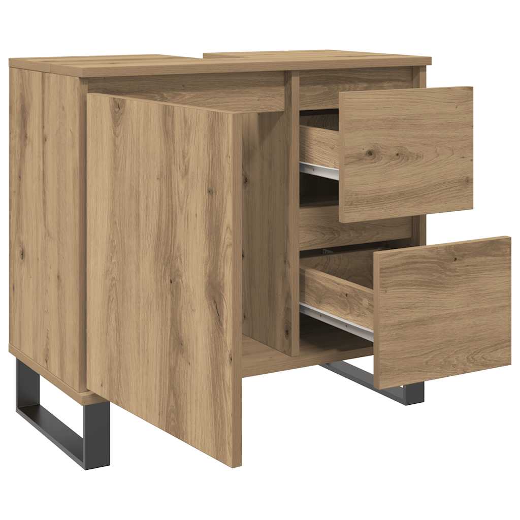 Ντουλάπι Νιπτήρα Μπάνιου Αρτισιανή Δρυς 65x33x60 εκ. Επεξ. Ξύλο