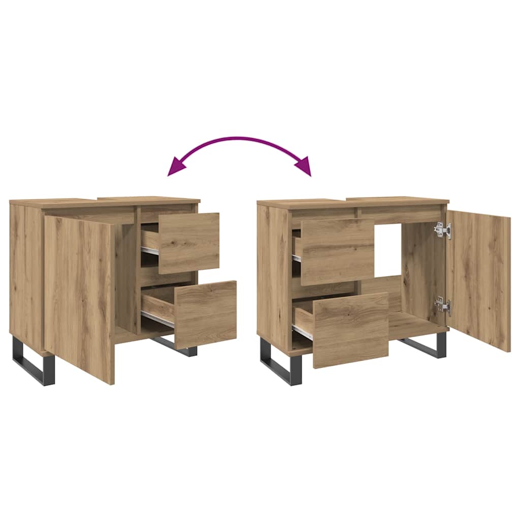 Ντουλάπι Νιπτήρα Μπάνιου Αρτισιανή Δρυς 65x33x60 εκ. Επεξ. Ξύλο