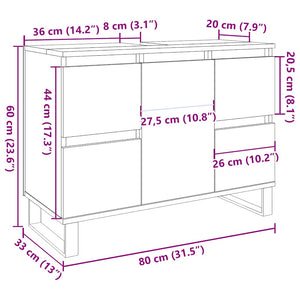 Ντουλάπι νιπτήρα μπάνιου Παλιό ξύλο 80x33x60 cm - Pakobazaar