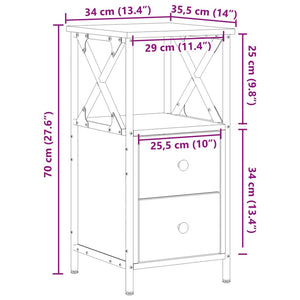 Κομοδίνο παλιό ξύλο 34x35,5x70 cm Κατασκευασμένο ξύλο