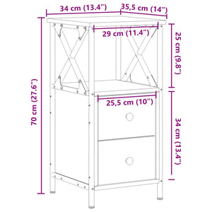 Κομοδίνα 2 τεμάχια Παλιό ξύλο 34x35,5x70 cm Κατασκευασμένο ξύλο