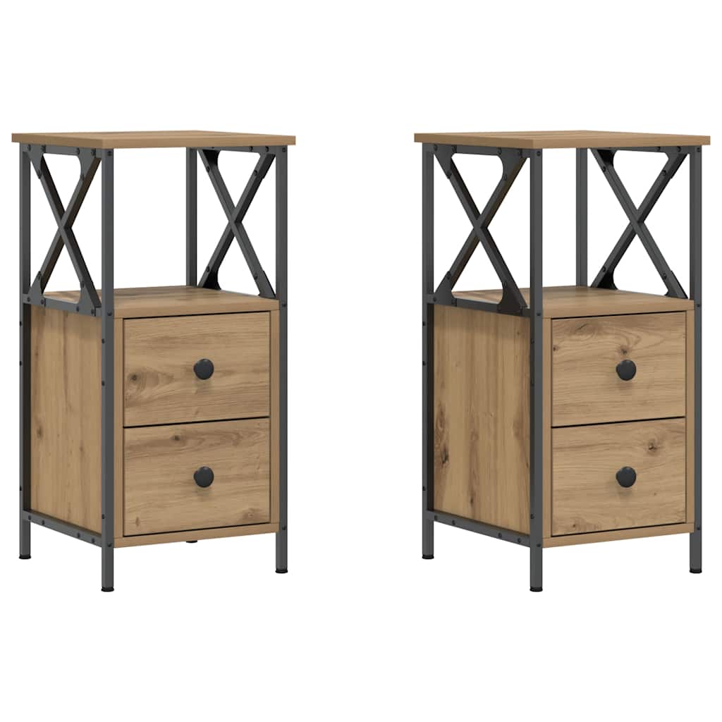 Κομοδίνα 2 τεμ Artisan Oak 34x35,5x70 cm Κατασκευασμένο ξύλο - Pakobazaar