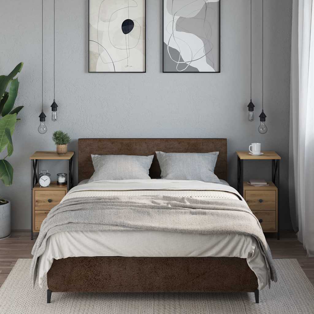Κομοδίνα 2 τεμ Artisan Oak 34x35,5x70 cm Κατασκευασμένο ξύλο - Pakobazaar