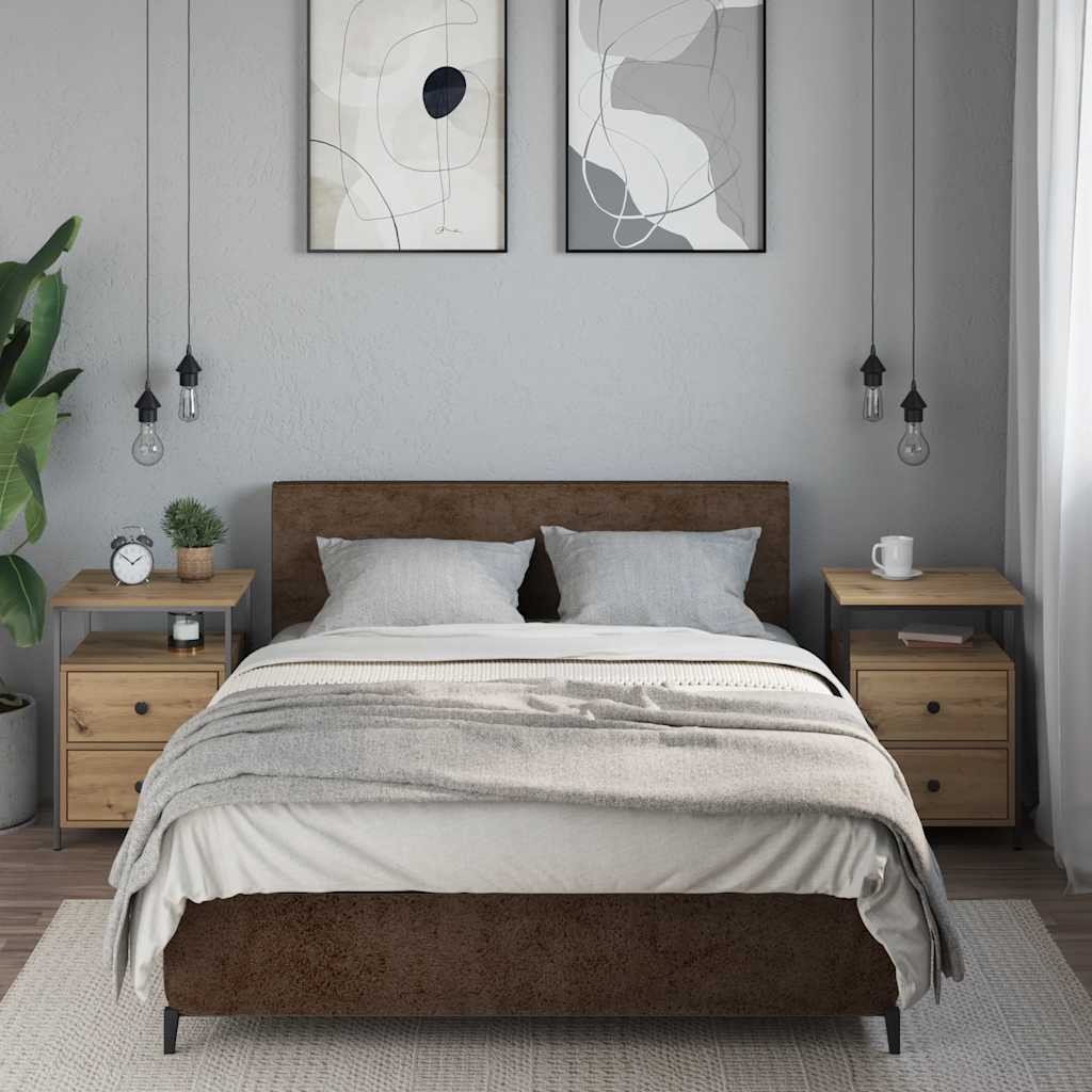 Κομοδίνα 2 τεμάχια Artisan Oak 44x45x60 cm Κατασκευασμένο ξύλο - Pakobazaar
