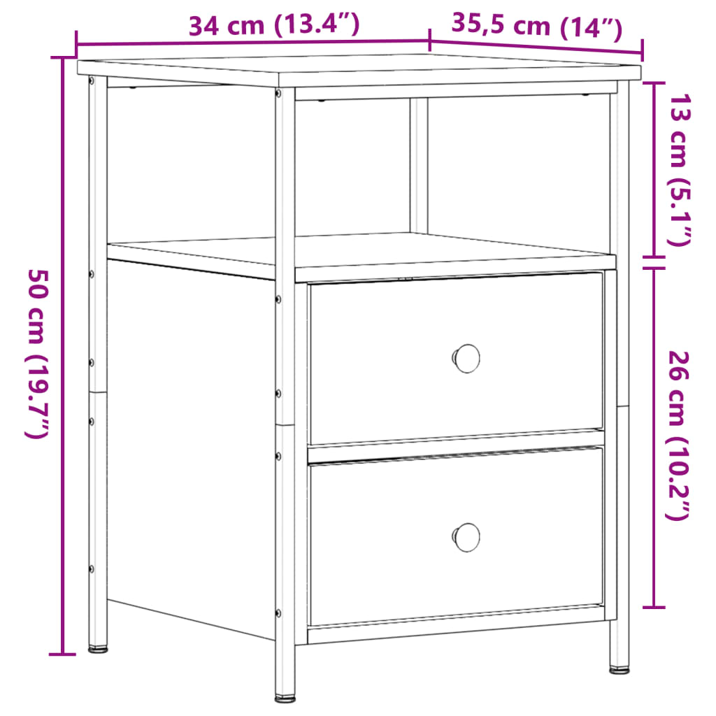 Κομοδίνο παλιό ξύλο 34x35,5x50 cm Κατασκευασμένο ξύλο