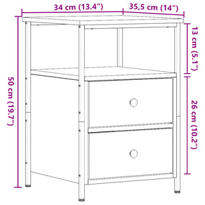 Κομοδίνο παλιό ξύλο 34x35,5x50 cm Κατασκευασμένο ξύλο