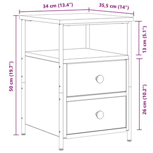Κομοδίνο τεχνίτης Δρυς 34x35,5x50 εκ. από Επεξεργασμένο Ξύλο