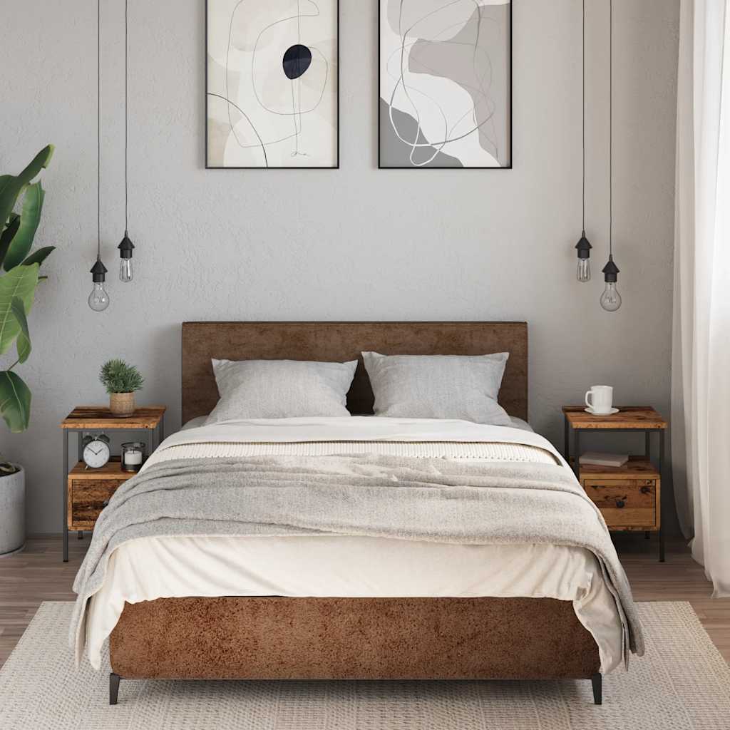 Κομοδίνα 2 τεμ. Όψη Παλαιού Ξύλου 34x36x50 εκ. από Επεξ. Ξύλο - Pakobazaar