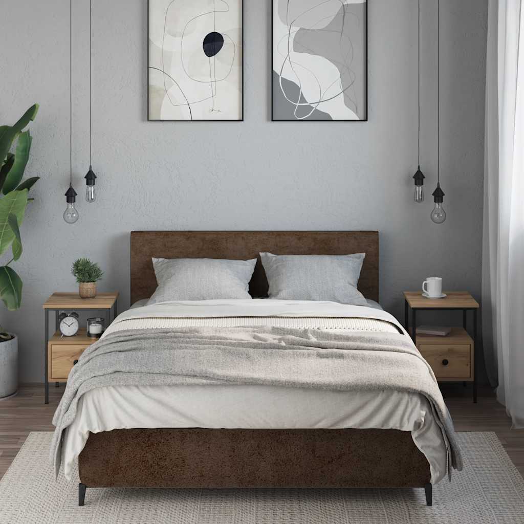 Κομοδίνα 2 τεμάχια Artisan Oak 34x36x50 cm Κατασκευασμένο ξύλο - Pakobazaar