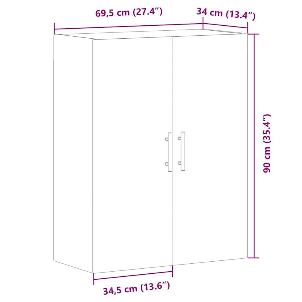 Ντουλάπι Τοίχου Δρυς τεχνίτης 69,5 x 34 x 90 εκ. - Pakobazaar