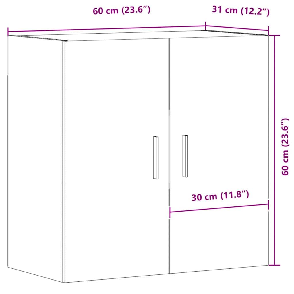 Ντουλάπι Τοίχου Αρτισιανή Δρυς 60x31x60 εκ. Επεξεργασμένο Ξύλο - Pakobazaar