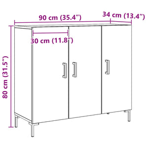Ντουλάπι Αρτισιανή Δρυς 90 x 34 x 80 εκ. από Επεξεργασμένο Ξύλο