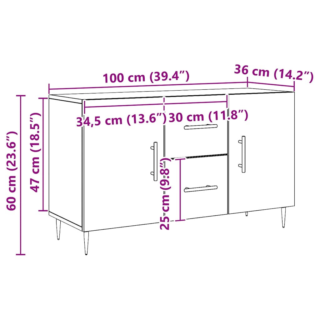 Σκευοθήκη Δρυς τεχνίτης 100x36x60 cm Κατασκευασμένο ξύλο - Pakobazaar
