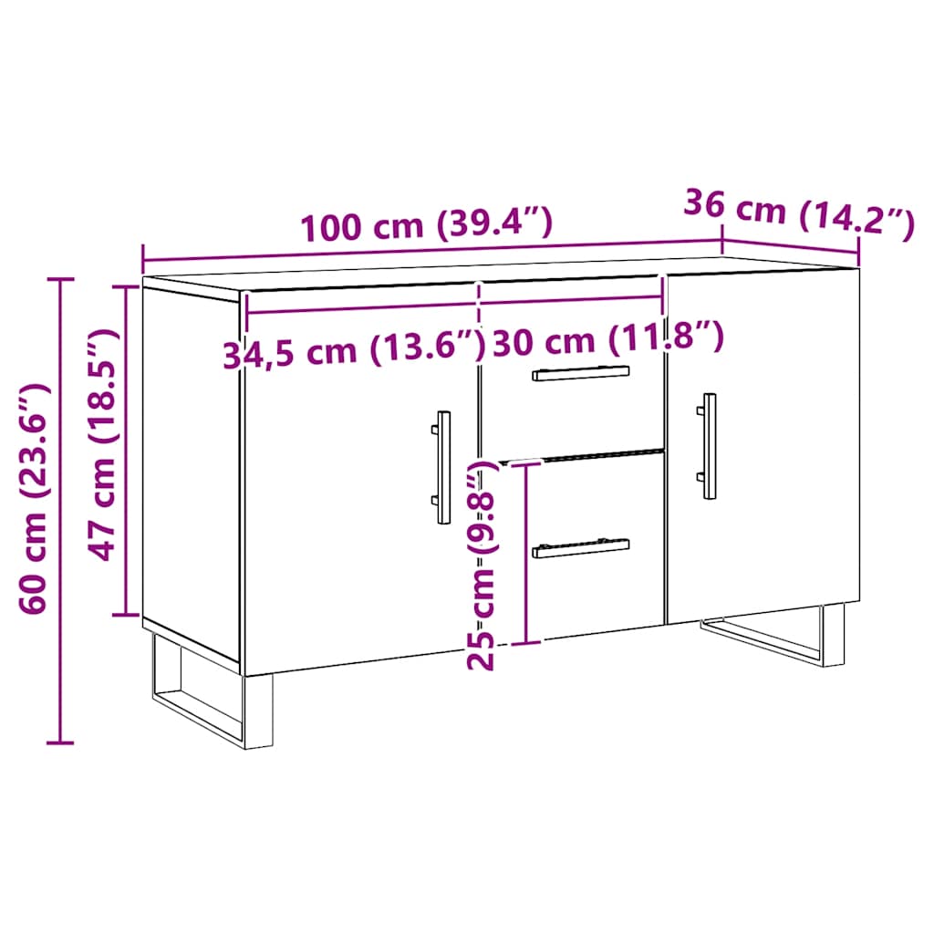 Σκευοθήκη Δρυς τεχνίτης 100x36x60 cm Κατασκευασμένο ξύλο - Pakobazaar