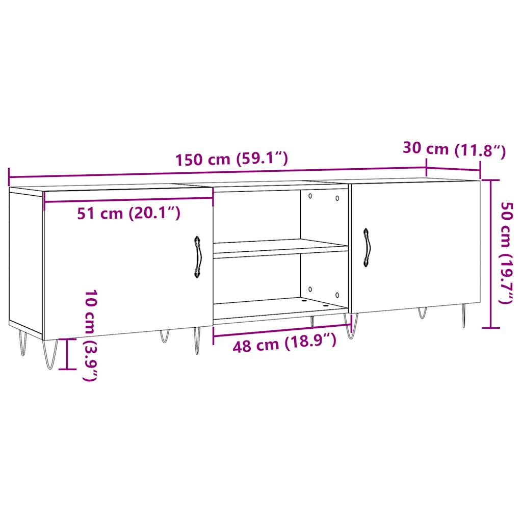 Έπιπλο Τηλεόρασης Παλιό ξύλο 150x30x50 εκ. Επεξεργασμένο Ξύλο