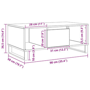 Τραπεζάκι Σαλονιού Αρτισιανή Δρυς 90x50x36,5εκ Επεξεργασμ. Ξύλο - Pakobazaar