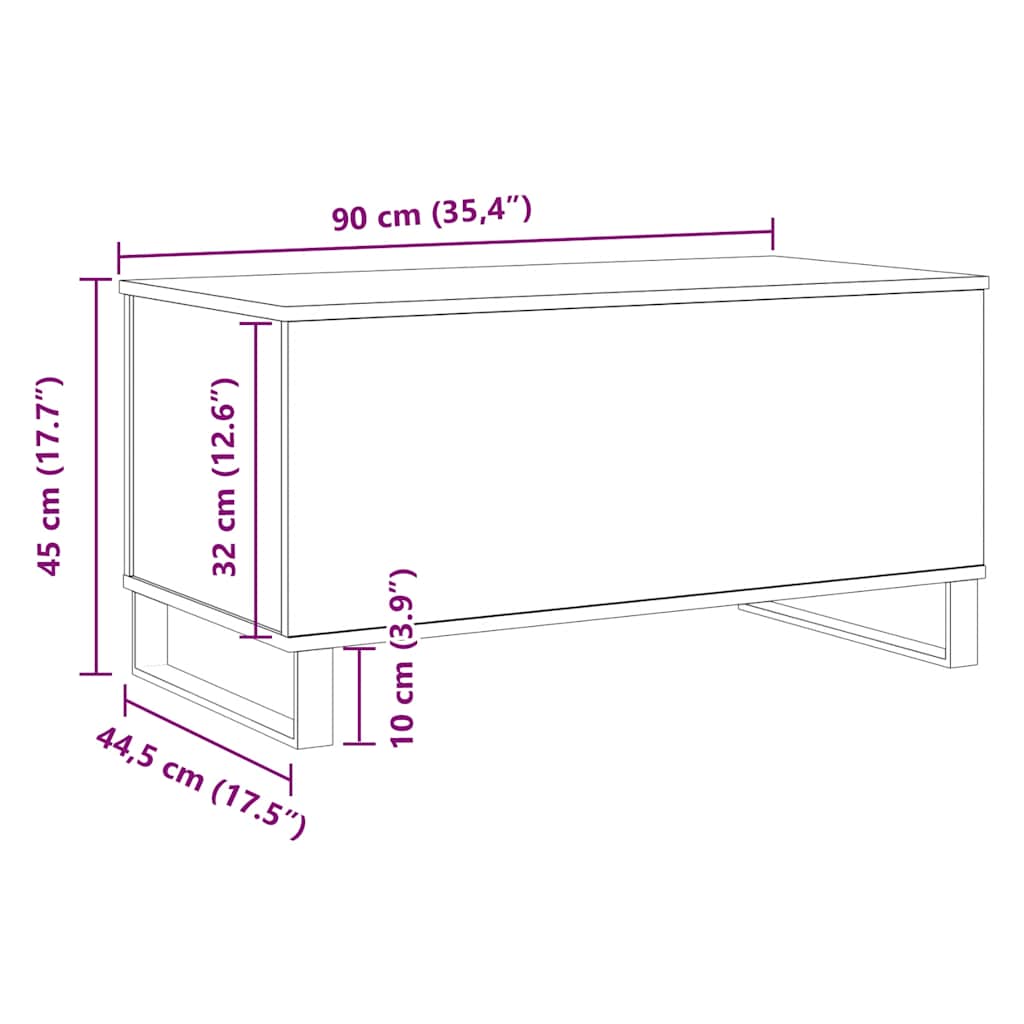 Τραπεζάκι σαλονιού Δρυς τεχνίτης 90x44,5x45 cm
