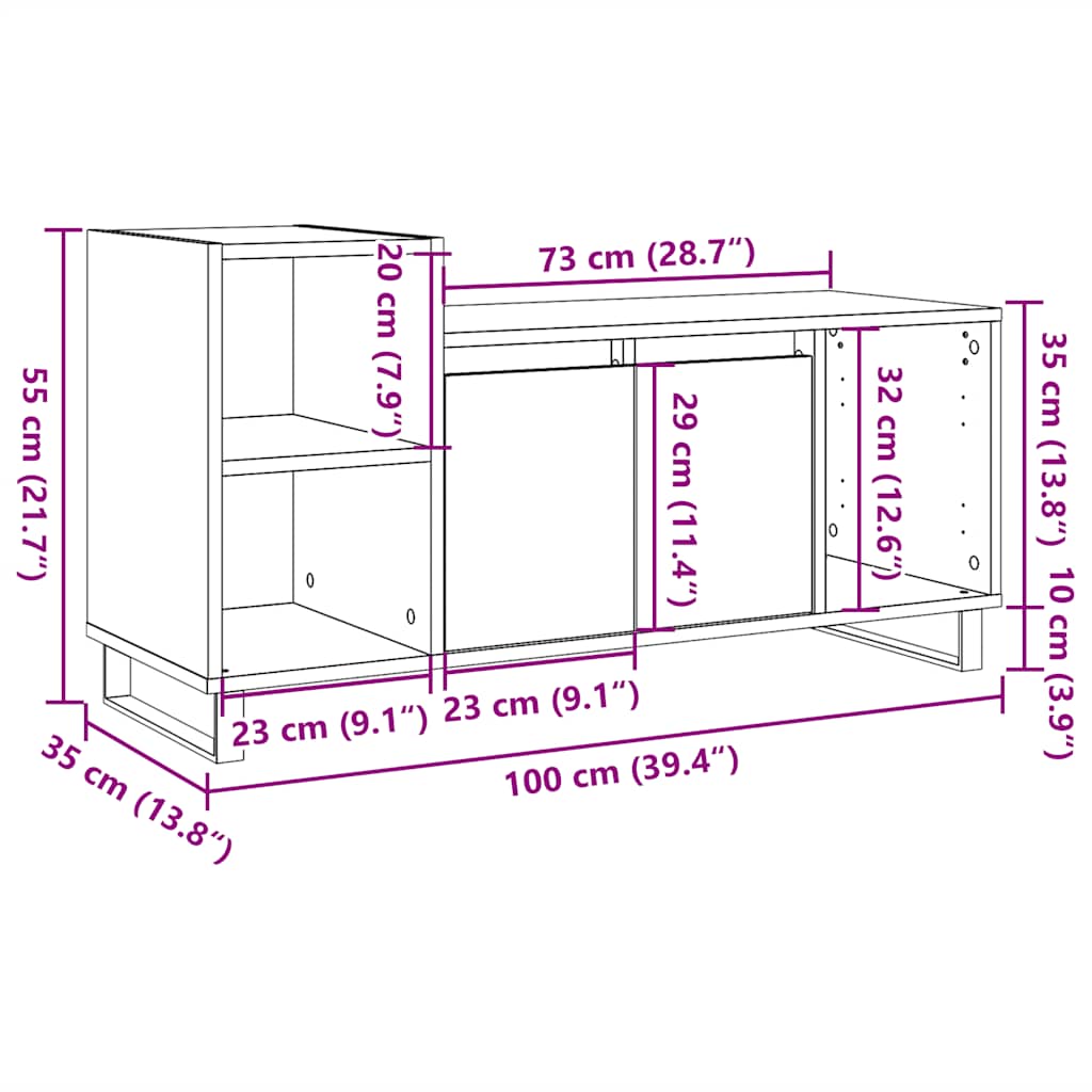 ντουλάπι τηλεόρασης  Παλιό ξύλο 100x35x55 cm Κατασκευασμένο ξύλο - Pakobazaar