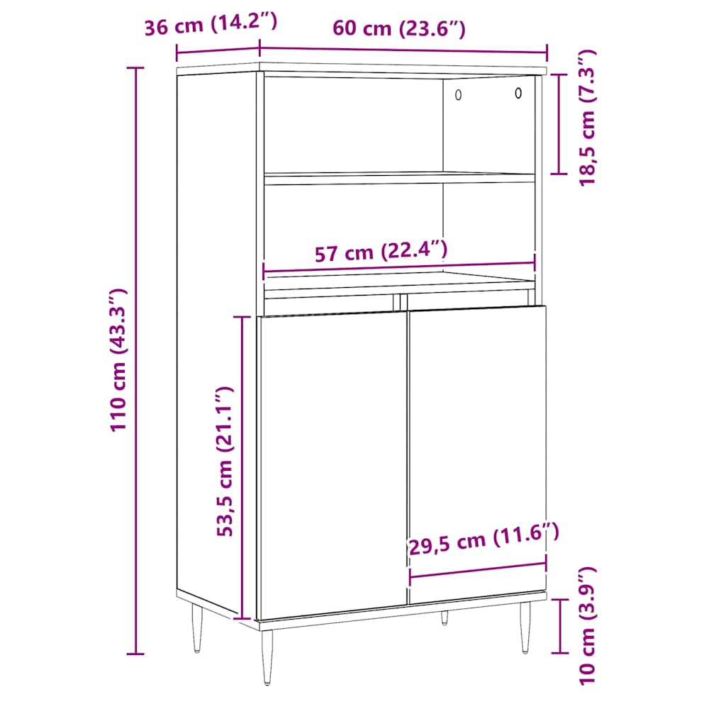Ντουλάπι Αρτισιανή Δρυς 60x36x110 εκ. από Επεξεργασμένο Ξύλο - Pakobazaar