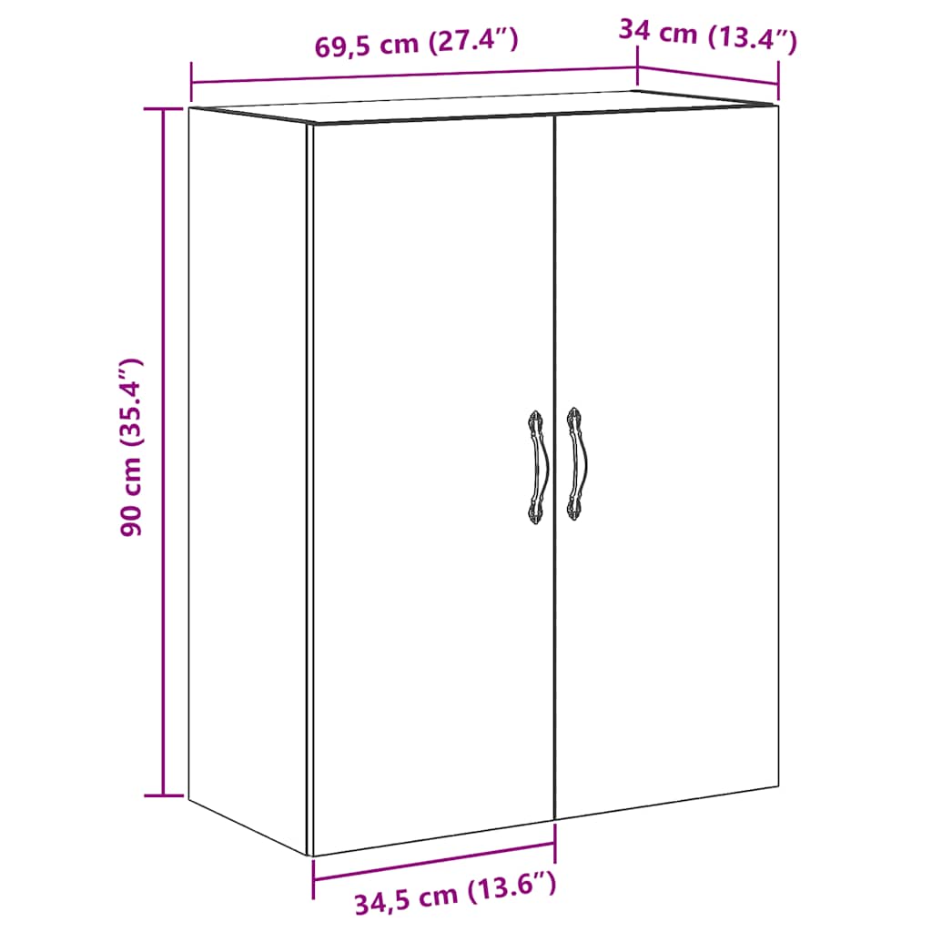 Ντουλάπι Τοίχου Αρτισιανή Δρυς 69,5x34x90 εκ. από Επεξεργ. Ξύλο - Pakobazaar