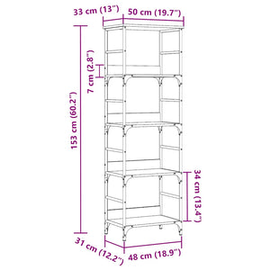 Βιβλιοθήκη Παλαιό Ξύλο 50x33x153 εκ. Επεξεργ. Ξύλο - Pakobazaar
